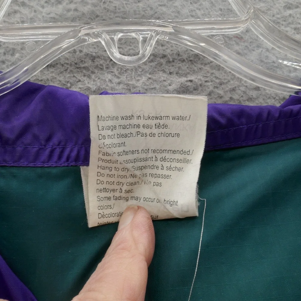Helly Hansen Full Zip Windbreaker Jacket Large Green Purple Mens Hooded Nylon‎
